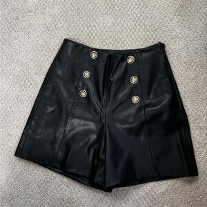 Zara Black High-Waisted Shorts with Gold Buttons